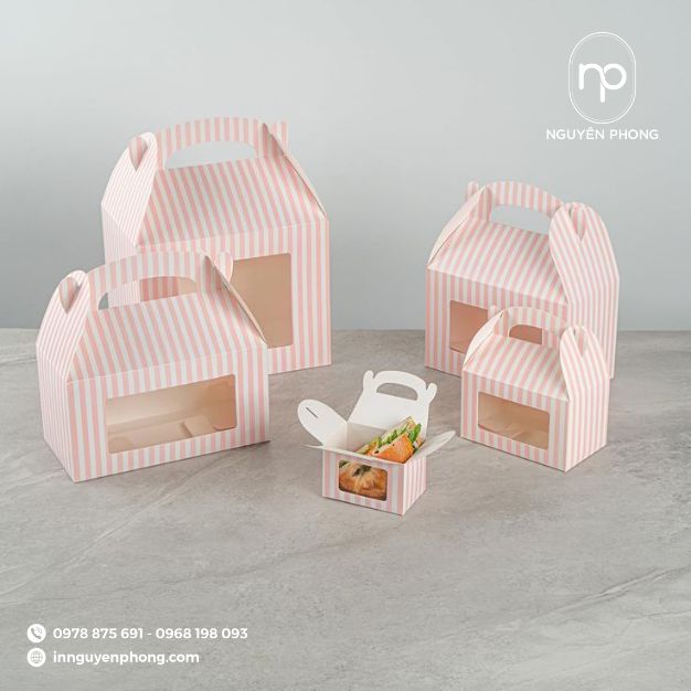 mẫu hộp giấy có bóng kính với tone màu hồng pastel